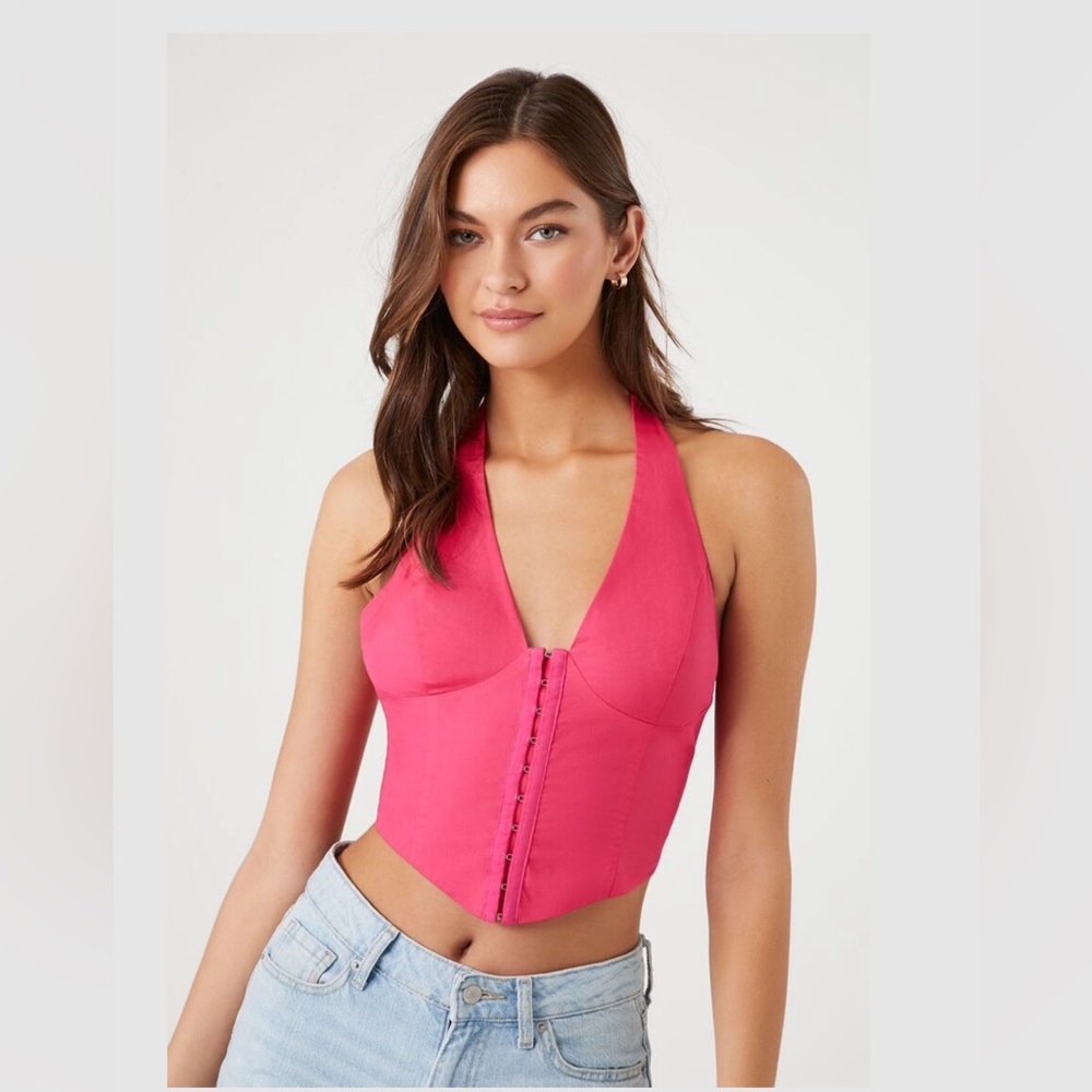 Hot pink halter neck top